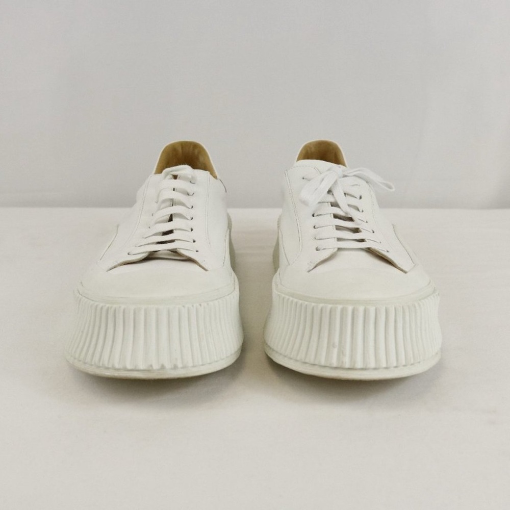 Jil Sanders Leather Sneakers with Vulcanized Rubber Sole